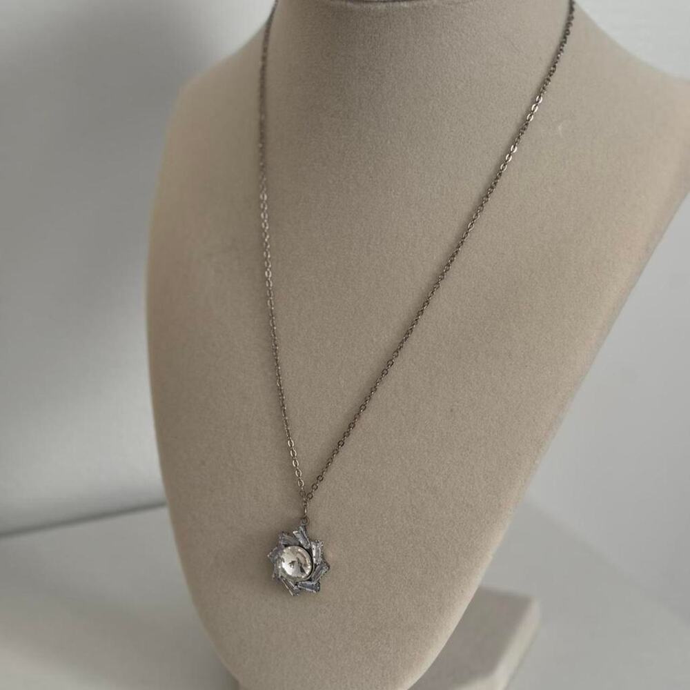 Silver Necklace Unique Pendant Design Modern Minimal Jewelry Gift for Women - Picture 3 of 5